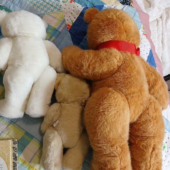 3 Brown and White Teddy Bears with Vintage 1983 Golden Book - The Three Bears - Picture 8 of 8